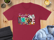 Load image into Gallery viewer, Burgundy t-shirt with "Future Nurse" text and medical graphics.