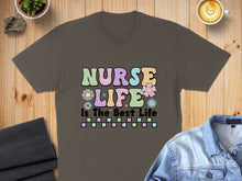 Load image into Gallery viewer, Nurse Life Is The Best Life text with pastel flowers and squares.