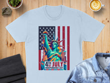 Load image into Gallery viewer, Statue of Liberty with American flag and "4th Independence Day" text.
