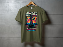 Load image into Gallery viewer, Shelby Hamfest 70th annual 1957-2026 t-shirt with radio tower design.