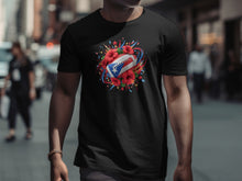 Load image into Gallery viewer, Vibrant Puerto Rican Flag Floral Design T-shirt