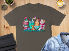 Load image into Gallery viewer, NICU neonatal intensive care unit graphic on a brown t-shirt.