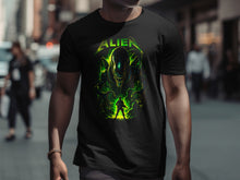 Load image into Gallery viewer, Alien Graphic Design Sci-Fi Artwork on Black T-shirt