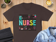 Load image into Gallery viewer, Nurse with medical terms like stethoscope, thermometer, blood pressure, calm, kind.