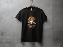 Load image into Gallery viewer, Black T-Shirt with Denver Broncos Logo Design