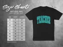 Load image into Gallery viewer, Size chart for Next Level 3600 unisex cotton t-shirt with measurements in inches.