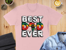 Load image into Gallery viewer, Pink t-shirt with "BEST DAD EVER" text and African continent graphic.