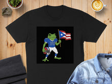 Load image into Gallery viewer, Frog Holding Puerto Rican Flag Football T-Shirt