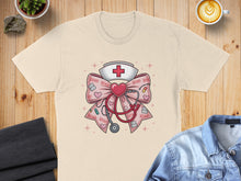 Load image into Gallery viewer, Nurse hat and stethoscope with pink bow and "XOXO" text.
