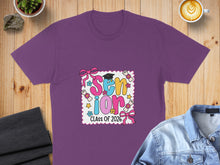 Load image into Gallery viewer, Purple t-shirt with "Senior Class of 2026" text and graduation icons.