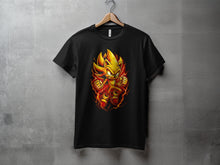 Load image into Gallery viewer, Fiery Cartoon Character Graphic Black T-Shirt Product