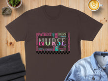 Load image into Gallery viewer, Brown t-shirt with "Nurse" in large letters surrounded by related words.