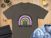 Load image into Gallery viewer, Awesome Pediatric Nurse rainbow with medical symbols, hearts, and stethoscope.