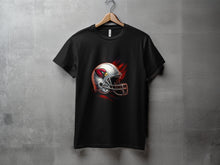 Load image into Gallery viewer, Football Helmet With Red Flame Design T-Shirt