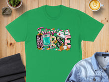 Load image into Gallery viewer, Green t-shirt with "Future Nurse" design featuring medical supplies and sunflowers.