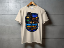 Load image into Gallery viewer, Cream t-shirt with "Night Shift Net Control" graphic featuring radio equipment.