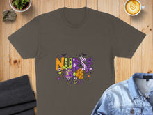 Load image into Gallery viewer, Halloween nurse graphic tee with festive spooky designs and lettering.