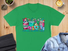 Load image into Gallery viewer, Green t-shirt with "Licensed Vocational Nurse" text and medical illustrations.