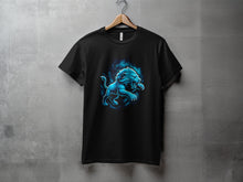 Load image into Gallery viewer, Fierce Blue Lion Graphic Black T-shirt