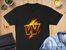 Load image into Gallery viewer, Fiery W Logo Graphic Design on Black T-Shirt