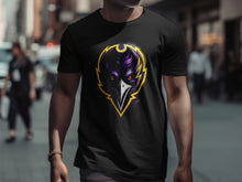 Load image into Gallery viewer, Mysterious Raven Head with Glowing Eyes T-shirt