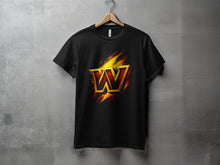 Load image into Gallery viewer, Bold W Logo with Fiery Background T-shirt