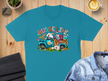 Load image into Gallery viewer, Turquoise t-shirt with cartoon truck, "Nurse Life" text, and medical supplies.