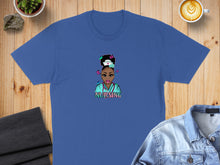 Load image into Gallery viewer, Blue t-shirt with cartoon nurse graphic and "NURSING" text.