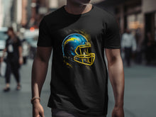 Load image into Gallery viewer, Vibrant Blue and Yellow Football Helmet T-shirt