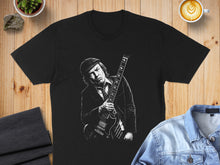 Load image into Gallery viewer, Iconic Rock Guitarist Illustrated Black T-Shirt