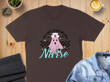Load image into Gallery viewer, Brown t-shirt with ghost saying "You can't scare me, I'm a Nurse."