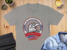 Load image into Gallery viewer, Grey t-shirt with eagle and "United States of America Independence Day" text.