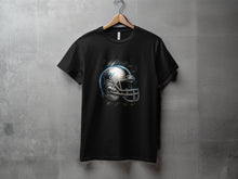 Load image into Gallery viewer, Black T-Shirt with Football Helmet Graphic Design