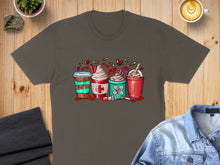 Load image into Gallery viewer, Four illustrated coffee cups with nurse-themed medical accents and hearts.