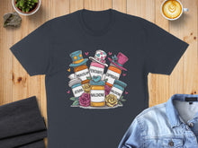 Load image into Gallery viewer, Pill bottles labeled Midazolam, Fentanyl, Diprivan, and Naloxone with colorful hats.