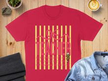 Load image into Gallery viewer, Red t-shirt with "TEACHER" in yellow letters and pink bow.