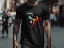 Load image into Gallery viewer, Vibrant Fiery Logo Design on Black T-Shirt Product