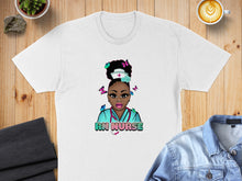 Load image into Gallery viewer, Illustration of a nurse with butterflies and "RN NURSE" text.