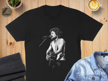 Load image into Gallery viewer, Black T-shirt with Musician Playing Guitar Print