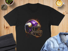 Load image into Gallery viewer, Purple Football Helmet Graphic Black T-Shirt