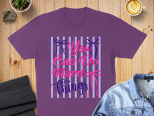 Load image into Gallery viewer, Purple t-shirt with "You Can Do Hard Things" text and ribbon design.