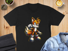 Load image into Gallery viewer, Tails Character Graphic Design Black T-Shirt Product