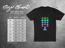Load image into Gallery viewer, Retro Arcade Style Graphic T-Shirt Unisex Size Chart