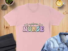 Load image into Gallery viewer, Pink t-shirt with "Future Nurse" in colorful lettering and floral accents.