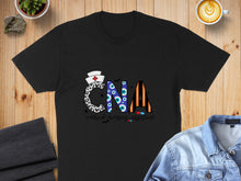 Load image into Gallery viewer, Black t-shirt with "CNA certified nursing assistant" Halloween themed graphic.