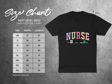 Load image into Gallery viewer, Size chart for Next Level 3600 unisex cotton t-shirts with measurements.
