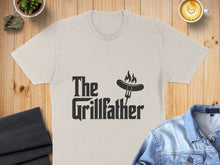 Load image into Gallery viewer, Cream t-shirt with "The Grillfather" text and a hot dog on a fork.