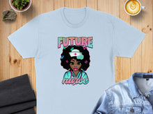 Load image into Gallery viewer, Cartoon of a Black nurse with butterflies and the text "FUTURE NURSE".