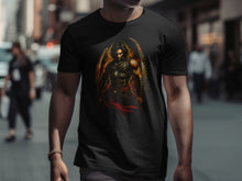 Load image into Gallery viewer, Fiery Warrior Graphic Print Black T-Shirt