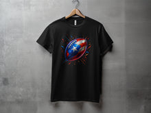 Load image into Gallery viewer, Vibrant Colorful Football Design Black T-shirt Product